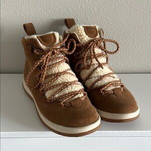 Women's Brown Suede Boots with Cream Lining